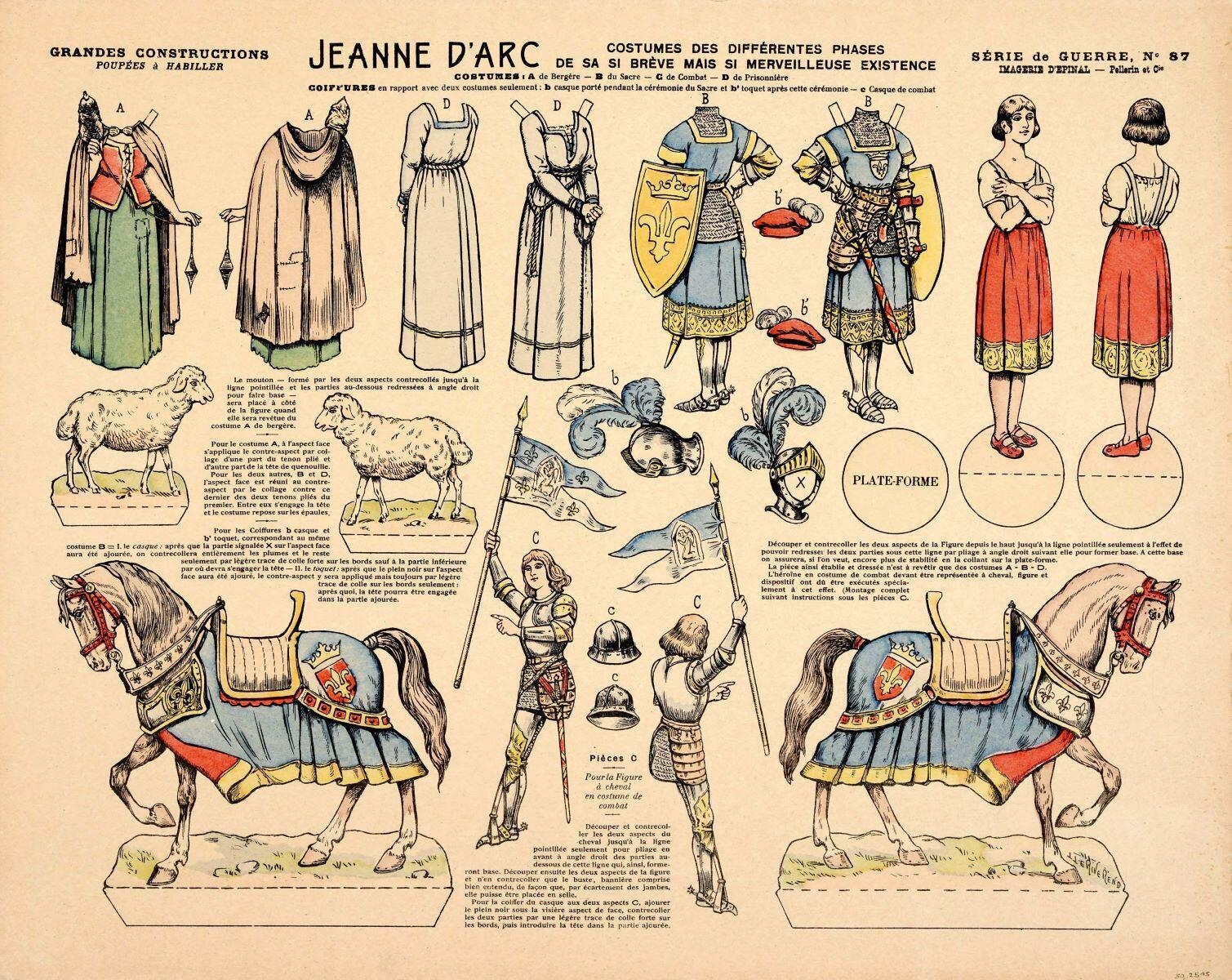 JEANNE D'ARC COSTUMES DES DIFFÉRENTES PHASES / DE SA SI BRÈVE MAIS SI MERVEILLEUSE EXISTENCE (titre inscrit)